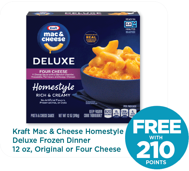 Kraft Mac & Cheese Homestyle Deluxe Frozen Dinner 12 oz, Original or Four Cheese