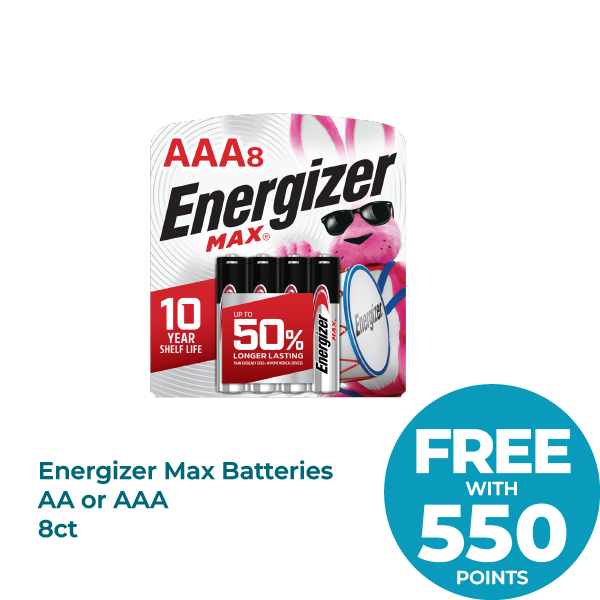 Energizer Max Batteries AA or AAA, 8ct